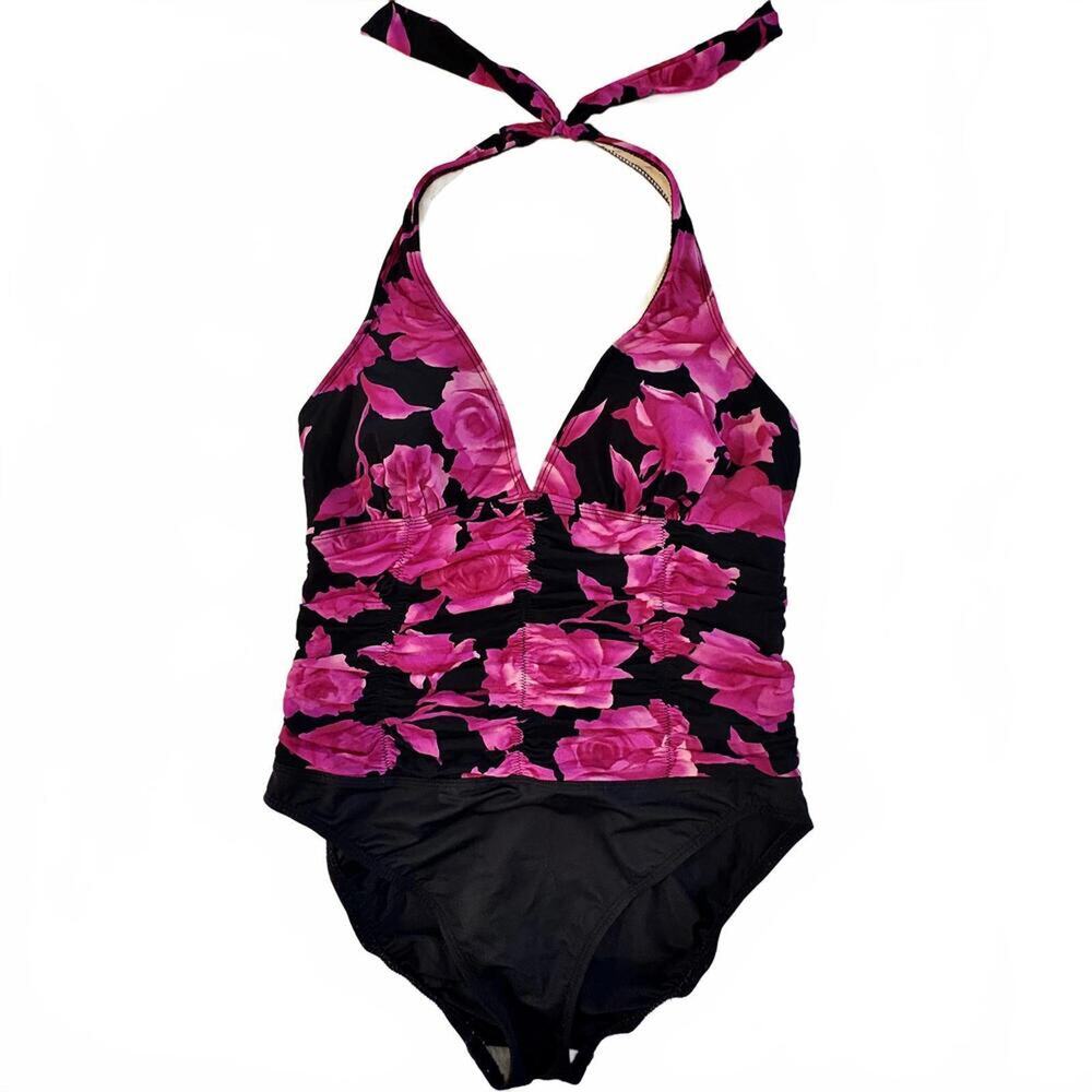 Magicsuit by Miraclesuit Ruched Rose Floral 1 Piece Swimsuit